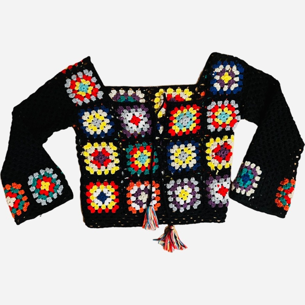 Granny squares crochet top hand knit